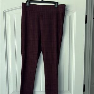 LOFT Burgundy Plaid Pants Sz L NWT
